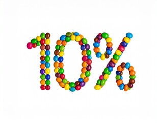 10% Sugar Number Design with Colorful Candies
