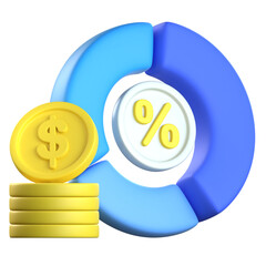 Budget chart 3d icon colorful design