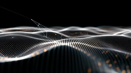 A dynamic fractal arrangement bursts with light, creating a futuristic, dark cyberspace pattern of motion and sine wave textures - Powered by Adobe