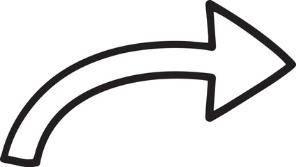 Bold Black Curved Arrow Icon with Modern Outline Design