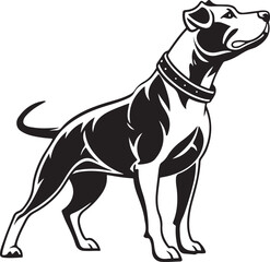 Black and White Silhouette Illustration of Standing Dog – Vector Pet Animal Art for Logo, Tattoo, and T-Shirt Design