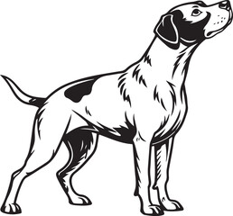 Black and White Silhouette Illustration of Standing Dog – Vector Pet Animal Art for Logo, Tattoo, and T-Shirt Design