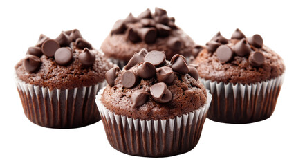 Title: High Quality Delicious Chocolate Muffins Stock Photo Isolated on Clean White Background for Bakery and Dessert Use