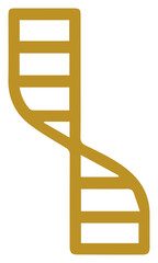 Abstract golden helix structure on a pristine white background with smooth curves