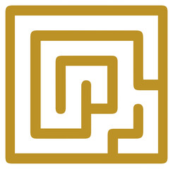 Elegant Gold Spiral Square Maze Symbol Abstract Geometric Design Element