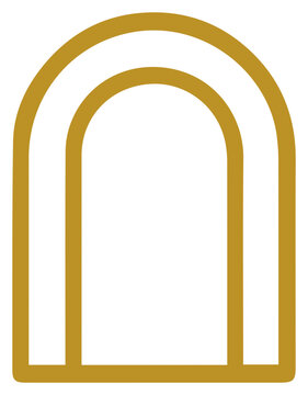 Elegant Gold Archway Minimalist Graphic Design Element Isolated on White Background