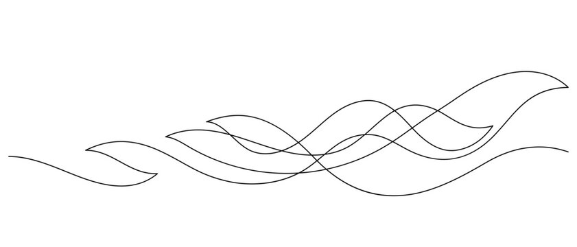 abstract curved line art continuous decorative. one line drawing of wave pattern flowing minimalism