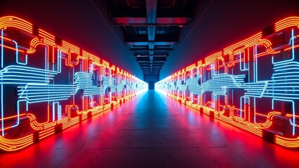 The artistic scene of the colored light tunnel