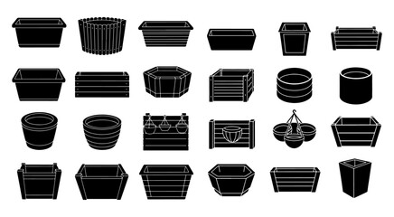 Architectural Stylish Outdoor Fire Pit Silhouette Vector Set for Patio and Garden Landscape Design