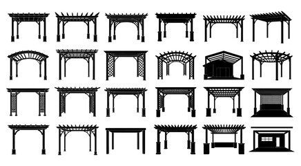 Architectural Elegant Pergola Silhouette Vector Collection for Garden and Outdoor Living Design