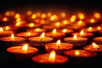 Candles illuminating dark scene