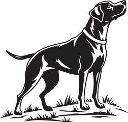 Black and White Silhouette Illustration of Standing Dog – Vector Pet Animal Art for Logo, Tattoo, and T-Shirt Design