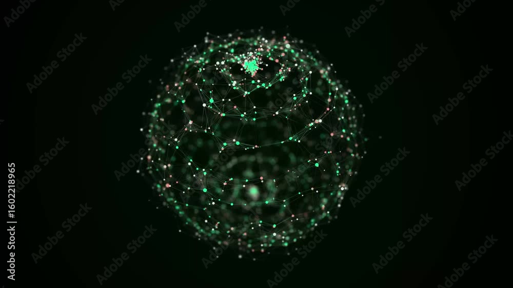 Poster futuristic digital sphere from dots and lines. network connection structure. big data visualization.