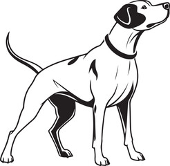 Black and White Silhouette Illustration of Standing Dog – Vector Pet Animal Art for Logo, Tattoo, and T-Shirt Design