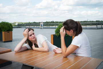 Young girls in a cafe