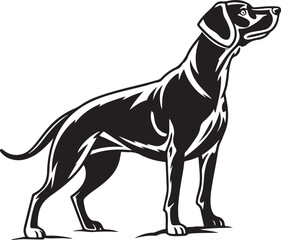 Black and White Silhouette Illustration of Standing Dog – Vector Pet Animal Art for Logo, Tattoo, and T-Shirt Design