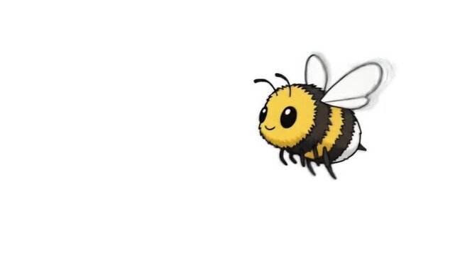 Cute cartoon bee flying on a white background. Adorable bumblebee character illustration