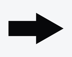Arrow Point Right Pointing Side Next Arrowhead Pointer Direction Path Pathway Guide East Sideways Black White Vector Icon Sign Symbol Graphic Artwork