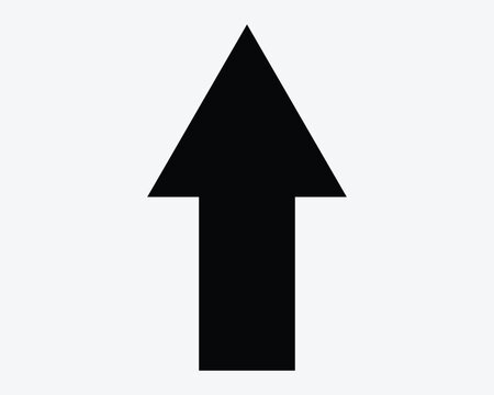 Arrow Pointing Up Point Ahead Enter Entrance Position Path Pathway Straight North Access Back Reverse Black White Vector Icon Sign Symbol Graphic Artwork