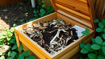 Backyard Compost Bin with Organic Waste Layers
