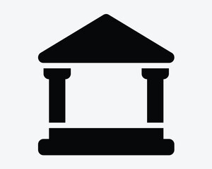 Building Column Pillar Bank Library Court House Courthouse Government Building Classic Old Architecture Icon Sign Symbol Black White Illustration Graphic