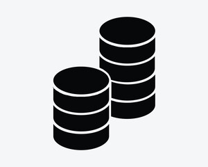 Coins Stack Money Cash Wealth Pile Shape Finance Gold Savings Investment Capital Profits Revenue Icon Sign Symbol Black White Illustration Graphic