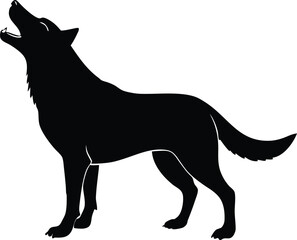  a dog howling silhouette vector