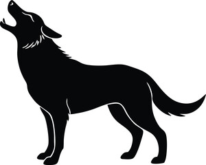  a dog howling silhouette vector