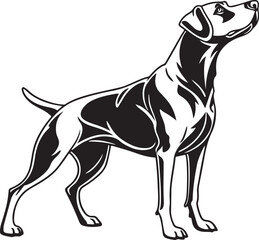 Black and White Silhouette Illustration of Standing Dog – Vector Pet Animal Art for Logo, Tattoo, and T-Shirt Design