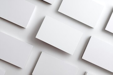 White background with blank business cards corporate identity templates and company branding