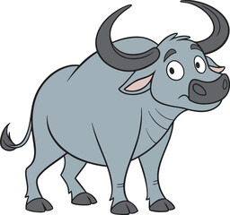 Cute Cartoon Buffalo Vector – Funny Farm Animal Character Illustration