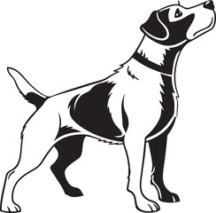 Black and White Silhouette Illustration of Standing Dog – Vector Pet Animal Art for Logo, Tattoo, and T-Shirt Design