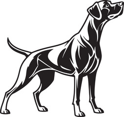 Obraz premium Black and White Silhouette Illustration of Standing Dog – Vector Pet Animal Art for Logo, Tattoo, and T-Shirt Design
