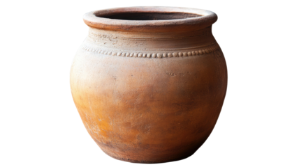 Title: Minimalist Clay Vase or Pot Isolated on White Background for Decorative and Artistic Display