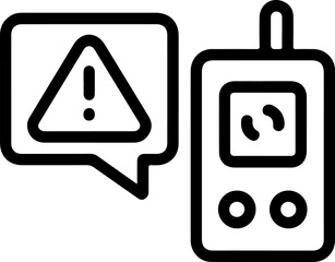 Warning alert icon with a portable device displaying a caution symbol © Emran Hossain