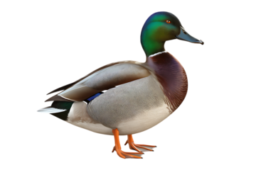 Magnificent Male Mallard Duck in Profile View