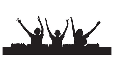 DJ Silhouette Mixing on Turntables  Music Artist Vector Design