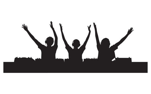 DJ Silhouette Mixing on Turntables  Music Artist Vector Design