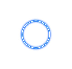 Shiny Blue Neon Circle Frame with Glowing Edges for Digital Design on transparent background PNG