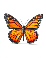 Fototapeta premium Vibrant Orange Butterfly with Wings Spread Against a White Background
