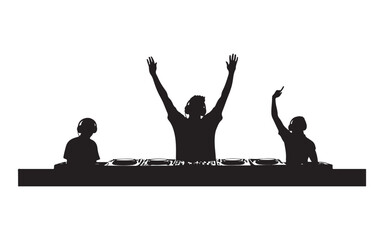 DJ Silhouette Mixing on Turntables  Music Artist Vector Design