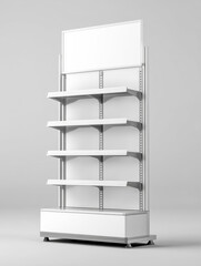 White Display Rack with Multiple Shelves for Retail Store Use