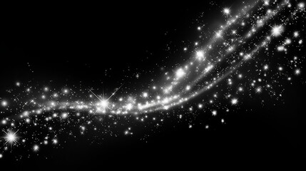 Shimmering Glitter with Bright Lights and Stars on Dark Background