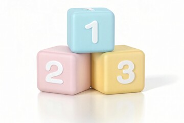 Pastel toy blocks stacked with numbers pastel colors