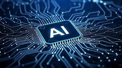 A digital electronic circuit board with integrated microchips and processors represents the core of modern computer technology and hardware design - Powered by Adobe