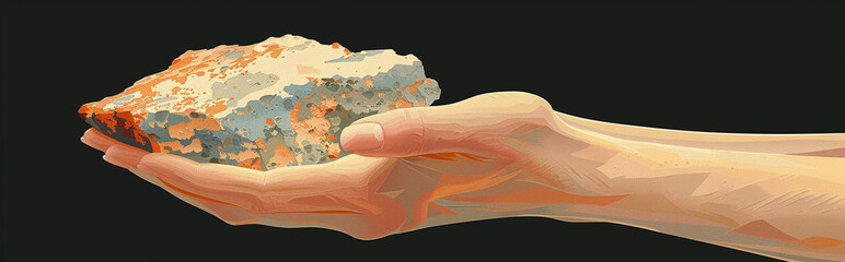 Minimalistic Poster Celebrating Archaeologists Day with Hand Holding Artifact - Perfect for Design and Poster Prints