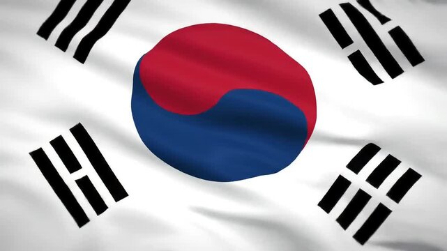 A vibrant representation of South Korea national flag symbolizing identity and culture with striking colors and design