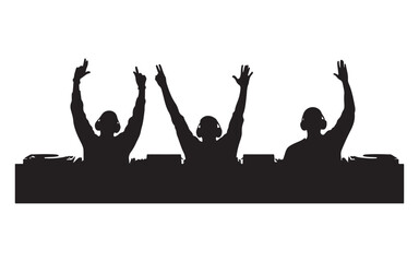 DJ Silhouette Mixing on Turntables  Music Artist Vector Design