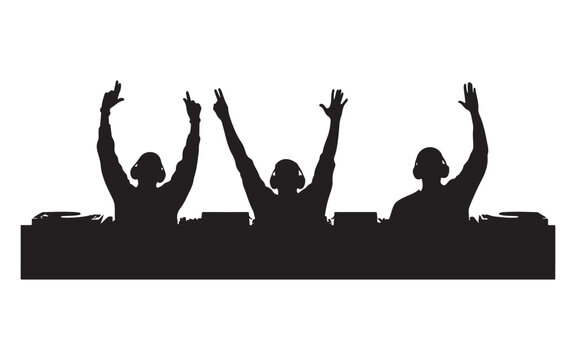 DJ Silhouette Mixing on Turntables  Music Artist Vector Design