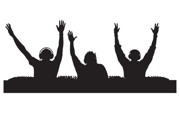 DJ Silhouette Mixing on Turntables &ndash; Music Artist Vector Design